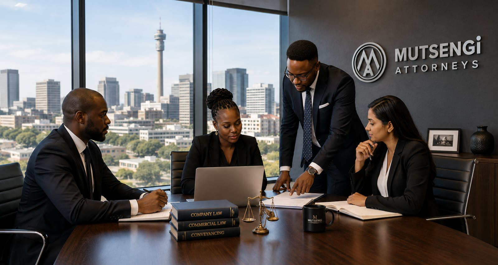 Professional attorneys in a corporate office environment